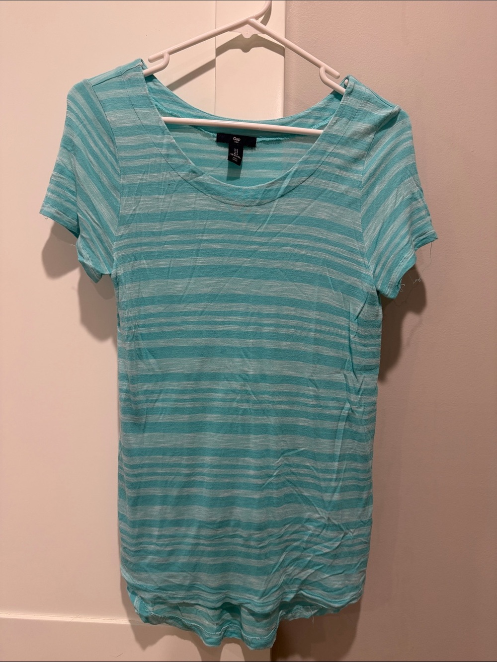GAP Women’s Aqua Striped Short Sleeve Tee
